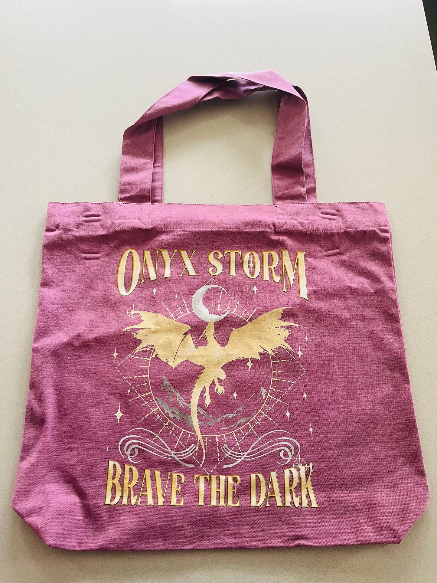 Onyx Storm Tote Bag – Brave the Dark Fantasy Dragon Design