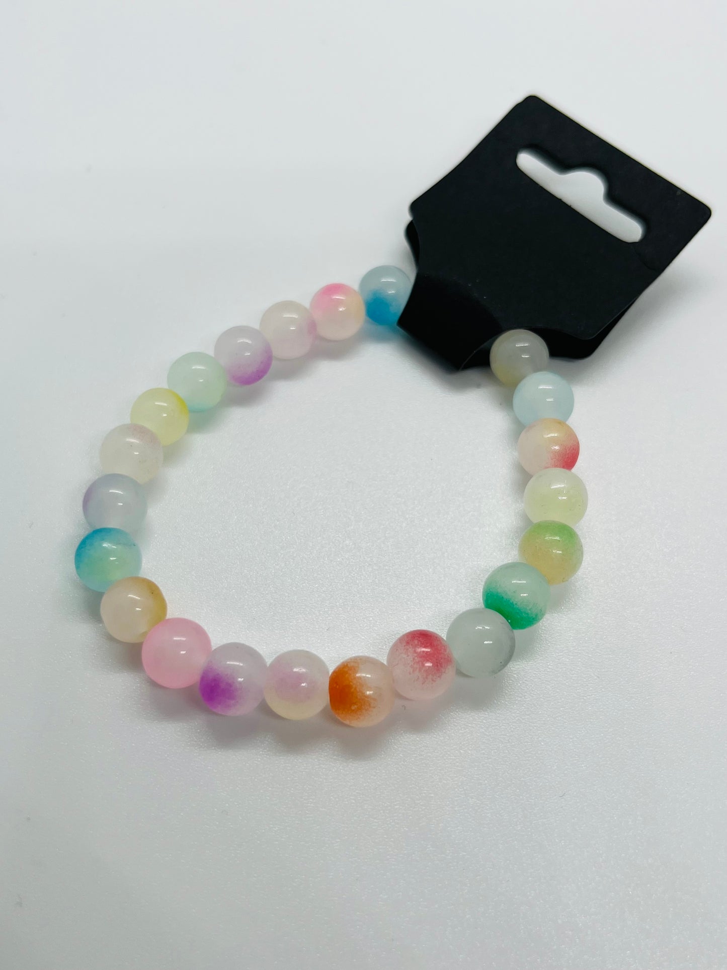 Pastel Cloud Beaded Stretch Bracelet β Soft Multicolor Glass Beads