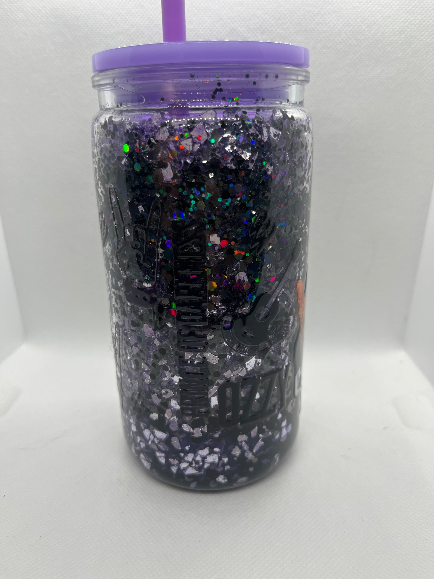 Ozzy “Mama I’m Coming Home” Glitter Tumbler – Purple Sparkle Rock Music Cup