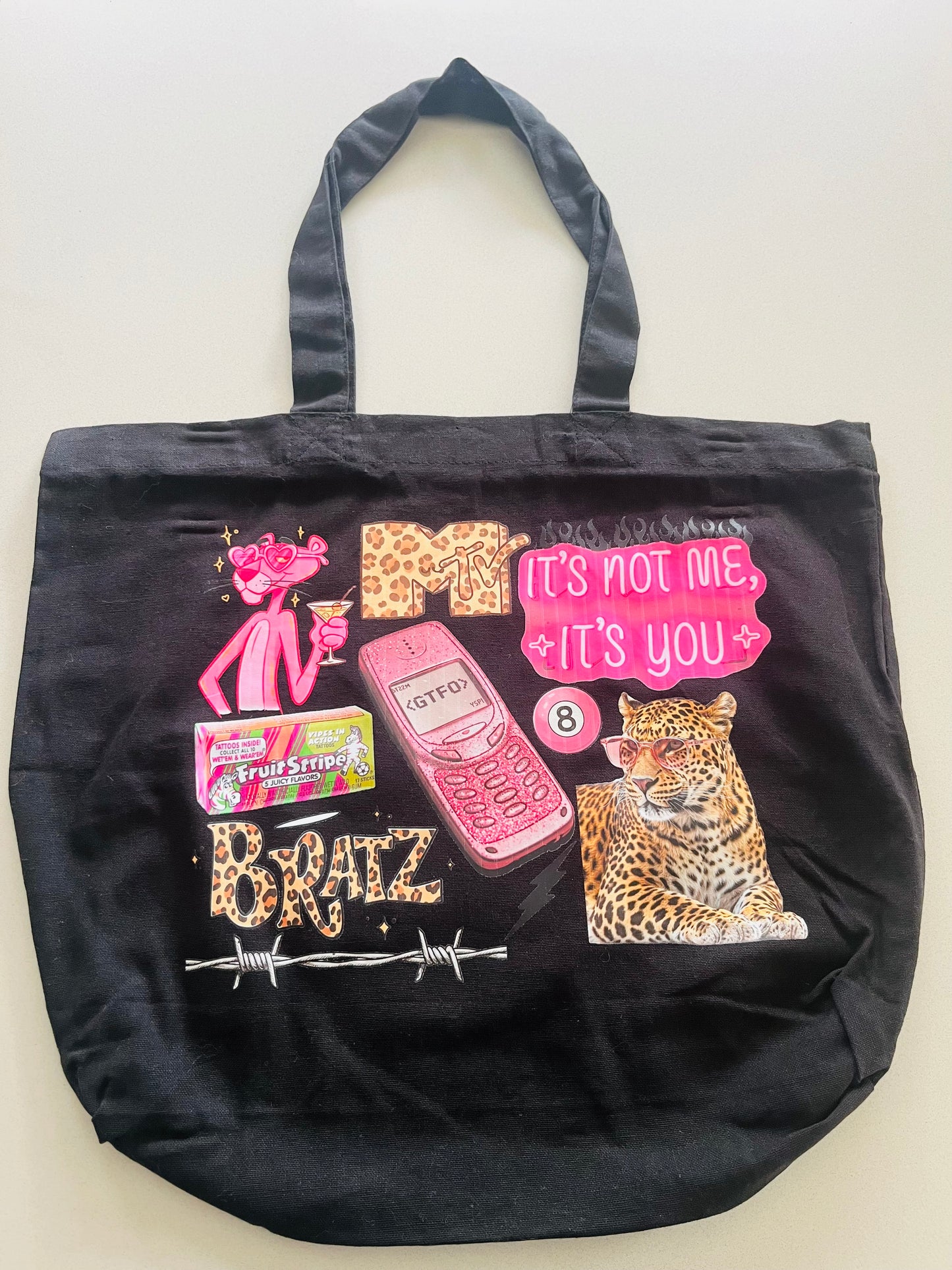 Pretty Bizarre 90s Collage Tote Bag – Retro Pop Culture Design