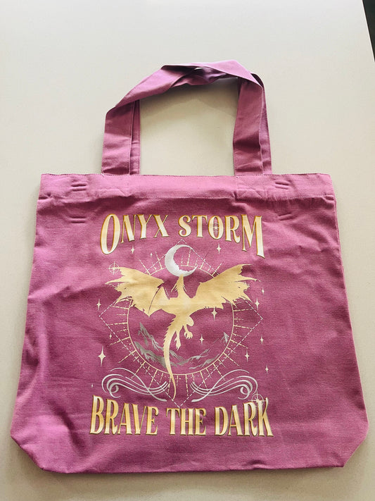 Onyx Storm Tote Bag – Brave the Dark Fantasy Dragon Design