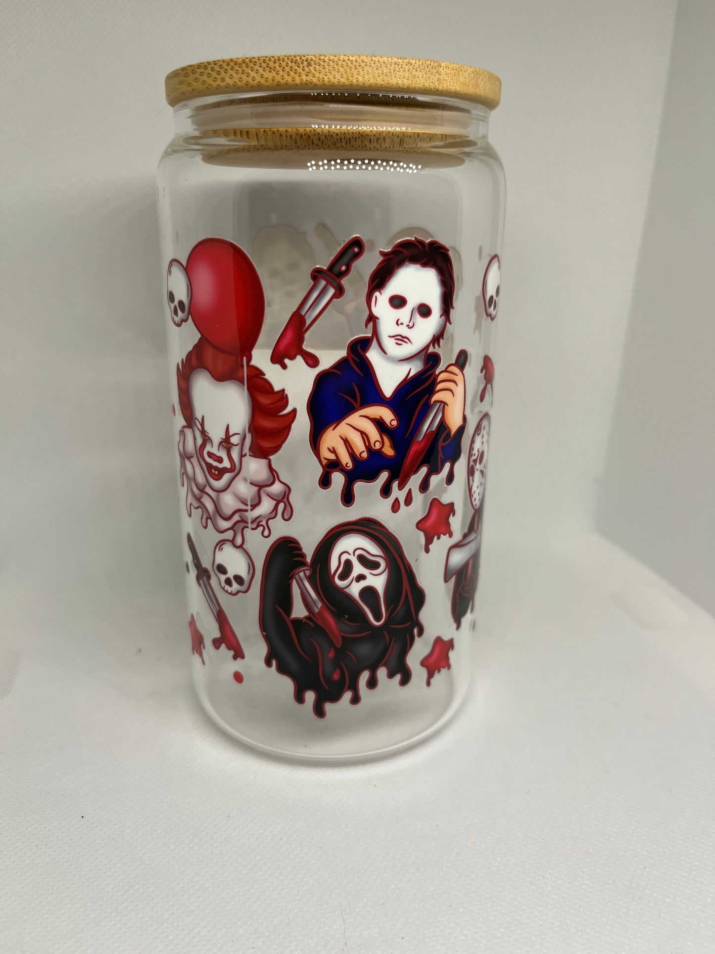 Horror Slasher Icons Glass Cup | Spooky Horror Tumbler