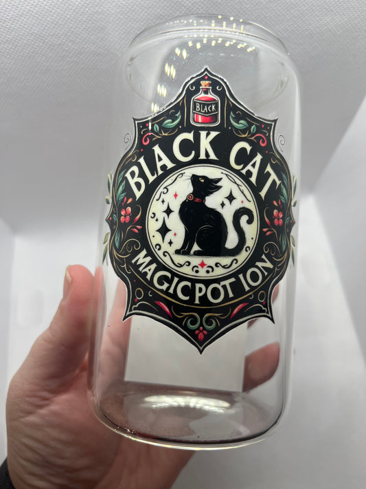 Black Cat Magic Potion Glass Tumbler