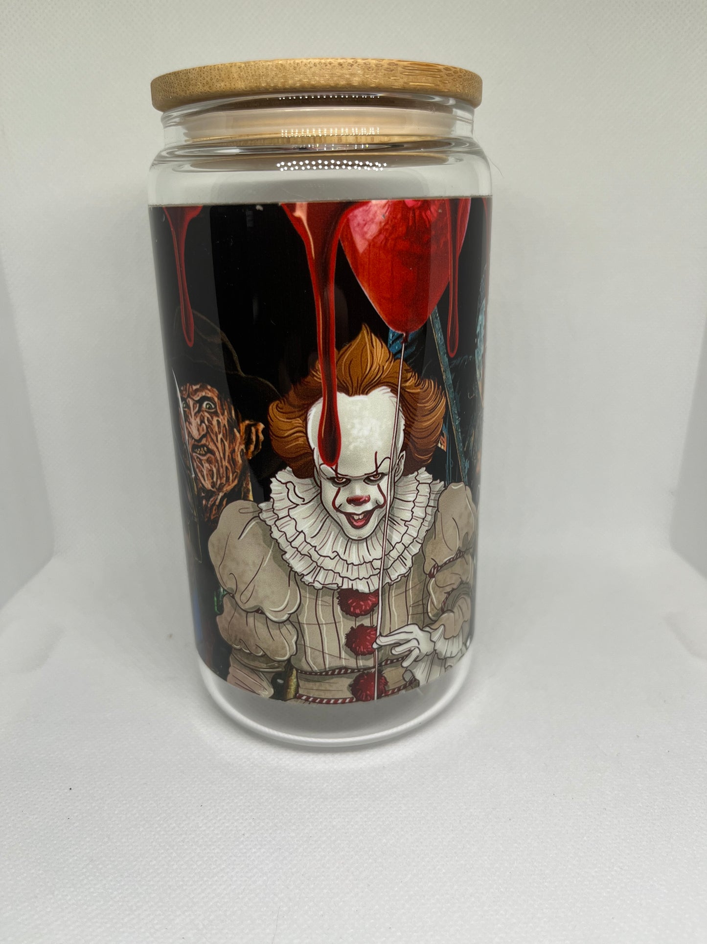 Horror Icons Glass Can Tumbler | Bamboo Lid