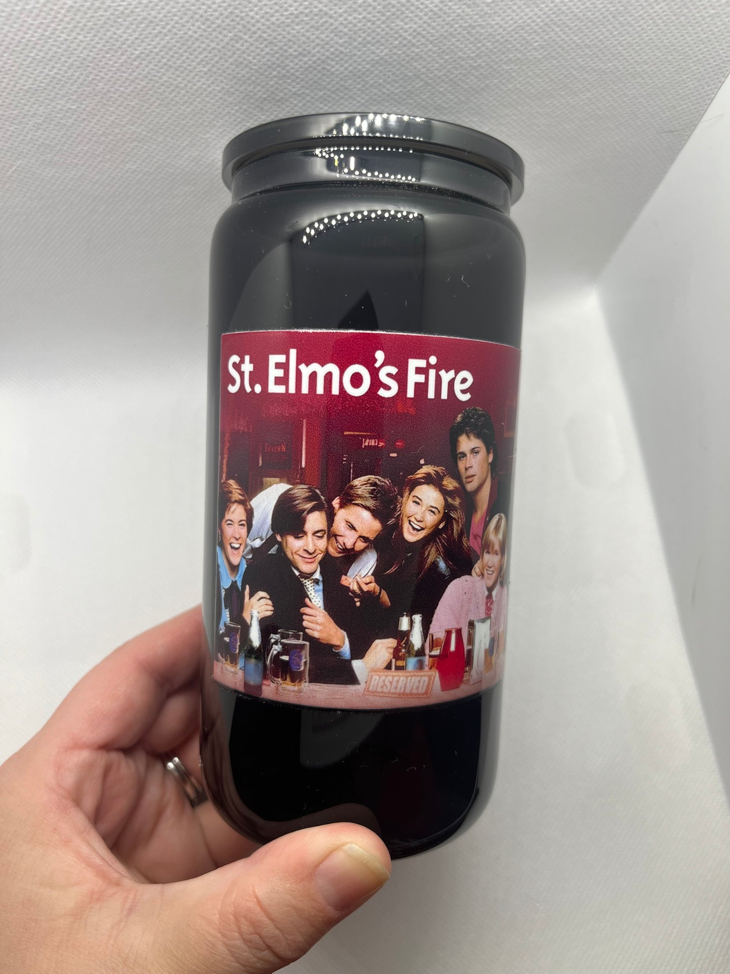 St. Elmo’s Fire Movie-Inspired Black Glass Tumbler