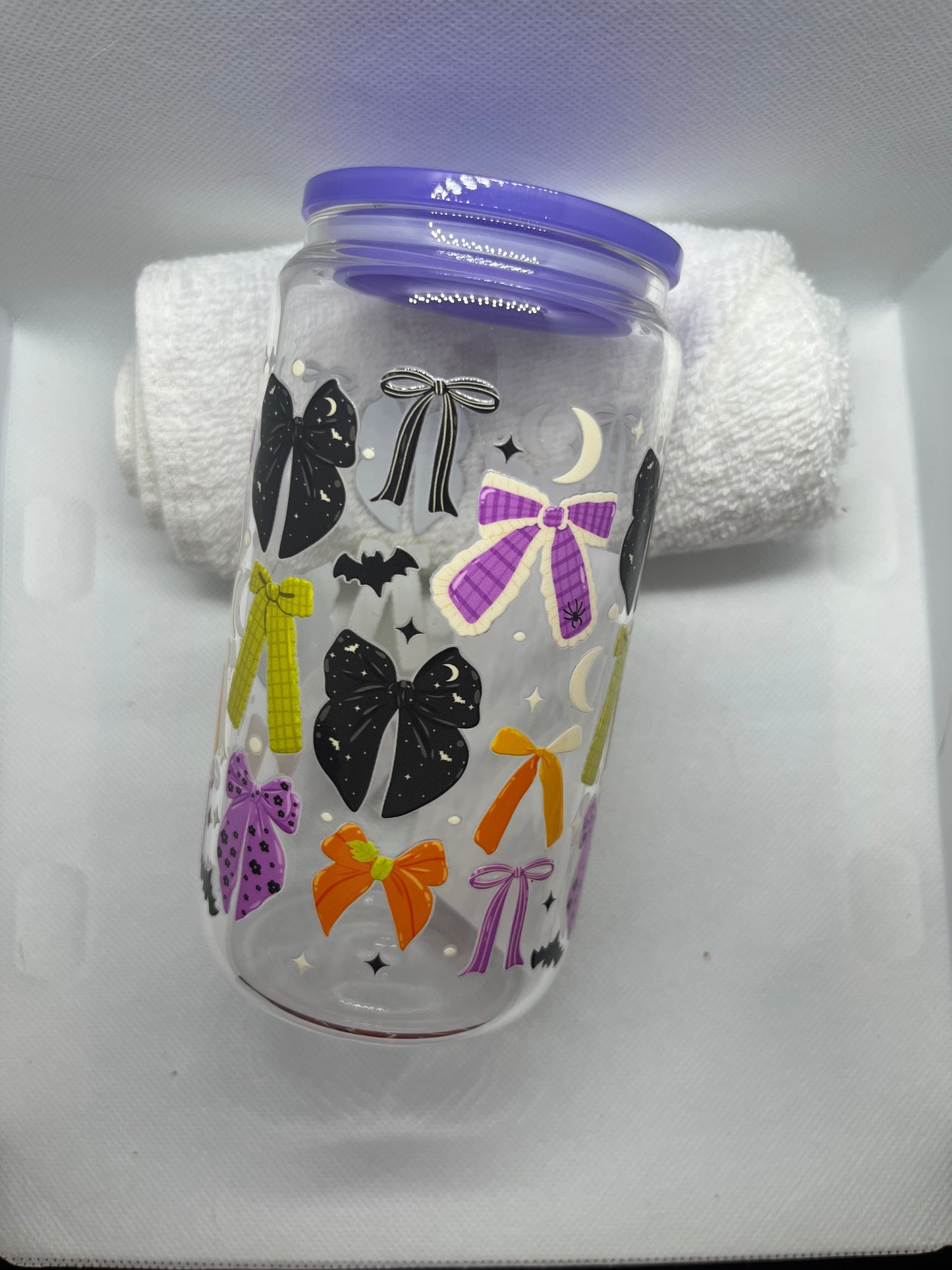 Spooky Bow Glass Cup | Cute Halloween Aesthetic