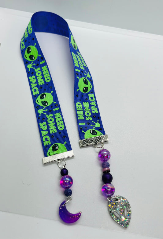 “I Need Some Space” Alien Ribbon Bookmark/ Purple