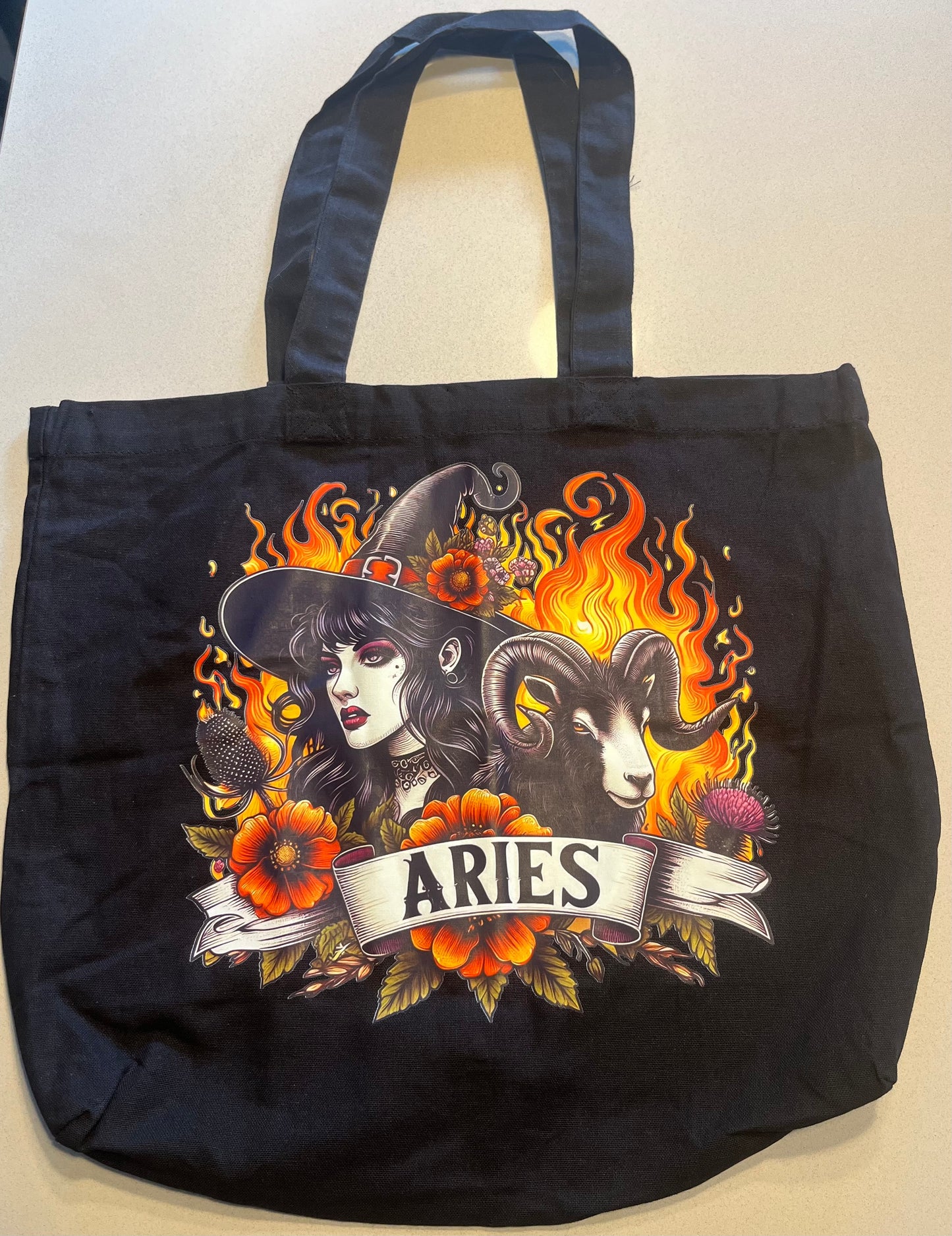 Aries Witch Zodiac Tote Bag