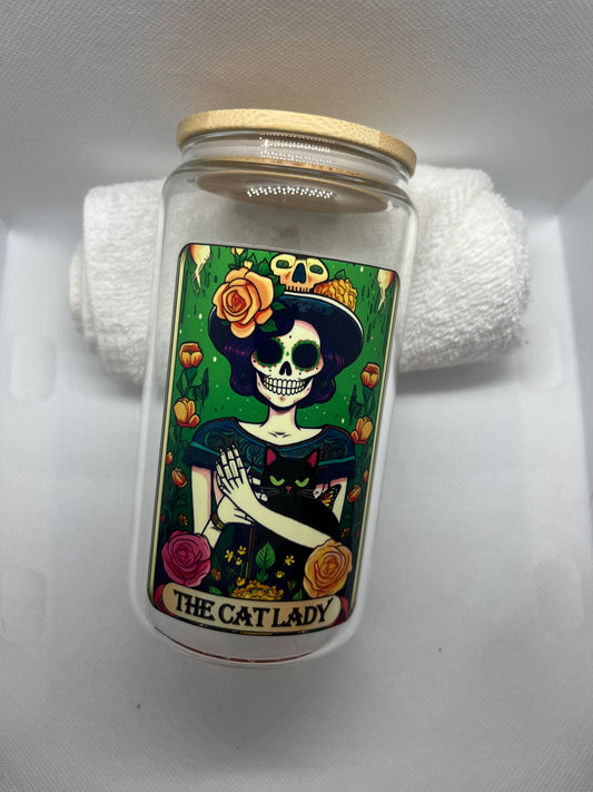 The Cat Lady Glass Cup