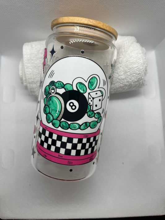 🎱 Retro Holiday Magic 16 oz Glass Tumbler