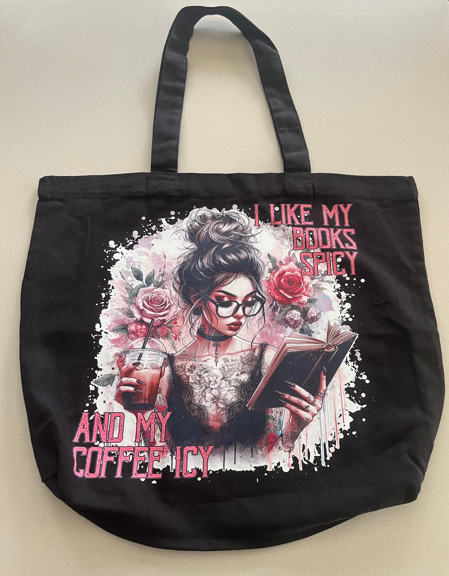 I Like My Books Spicy & My Coffee Icy Tote Bag – Booktok Reader Aesthetic