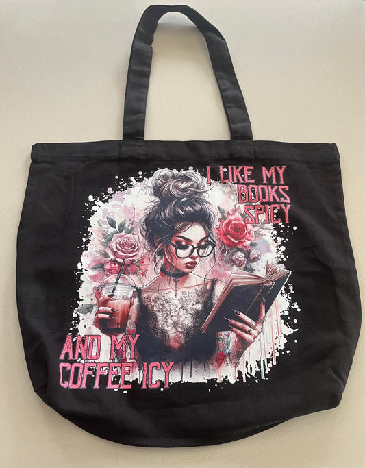 I Like My Books Spicy & My Coffee Icy Tote Bag – Booktok Reader Aesthetic