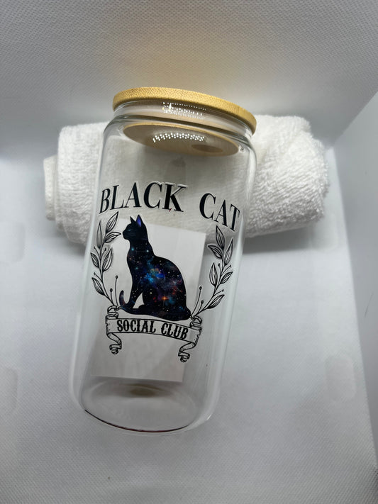 Black Cat Social Club Glass Cup