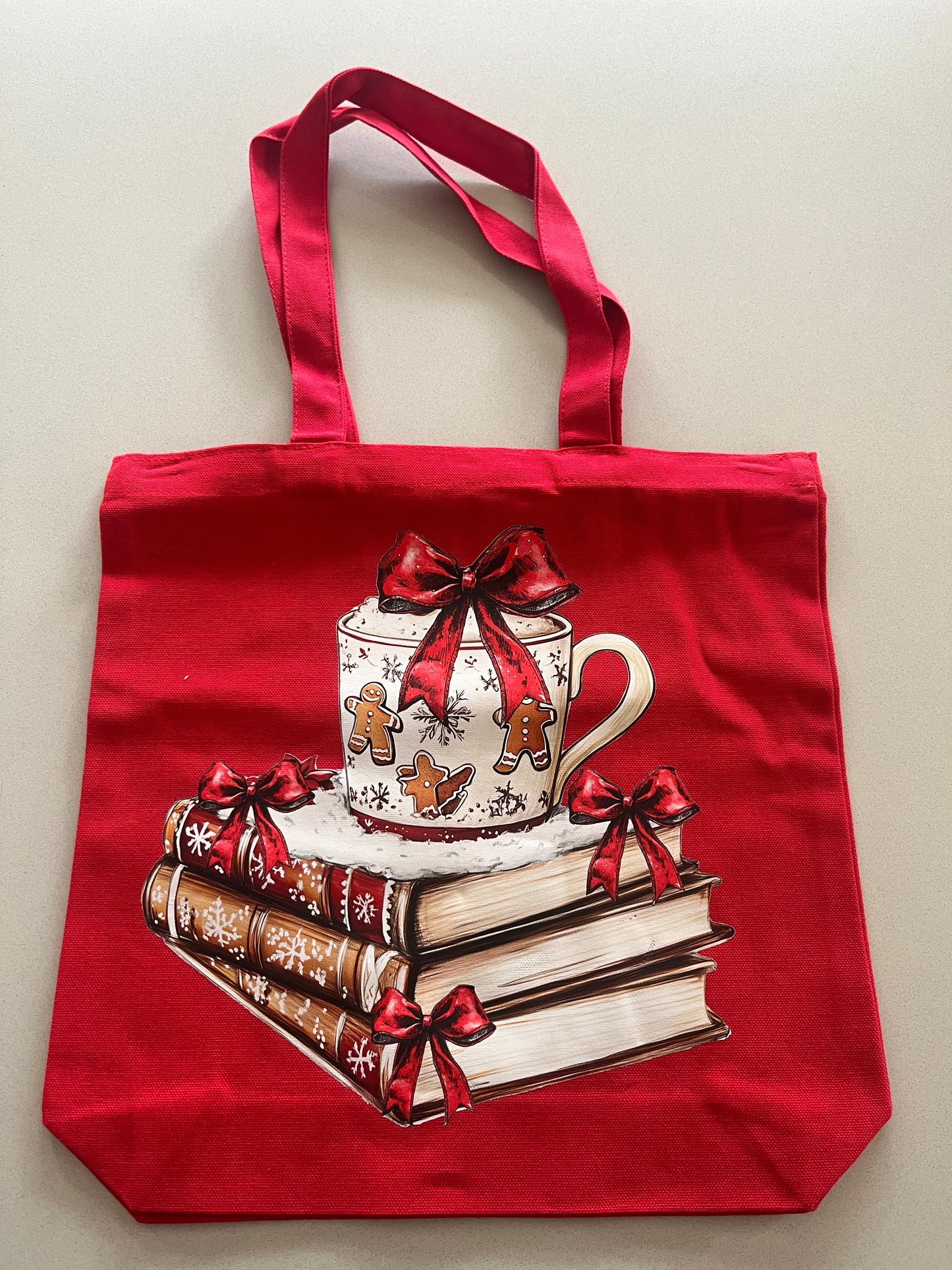 Cozy Christmas Book Lover Tote Bag – Hot Cocoa & Books Design
