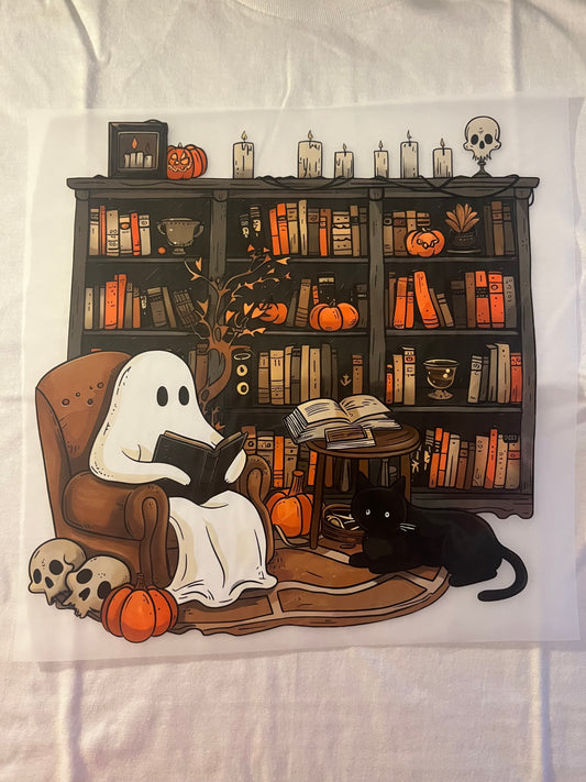 Reading Ghost with black cat