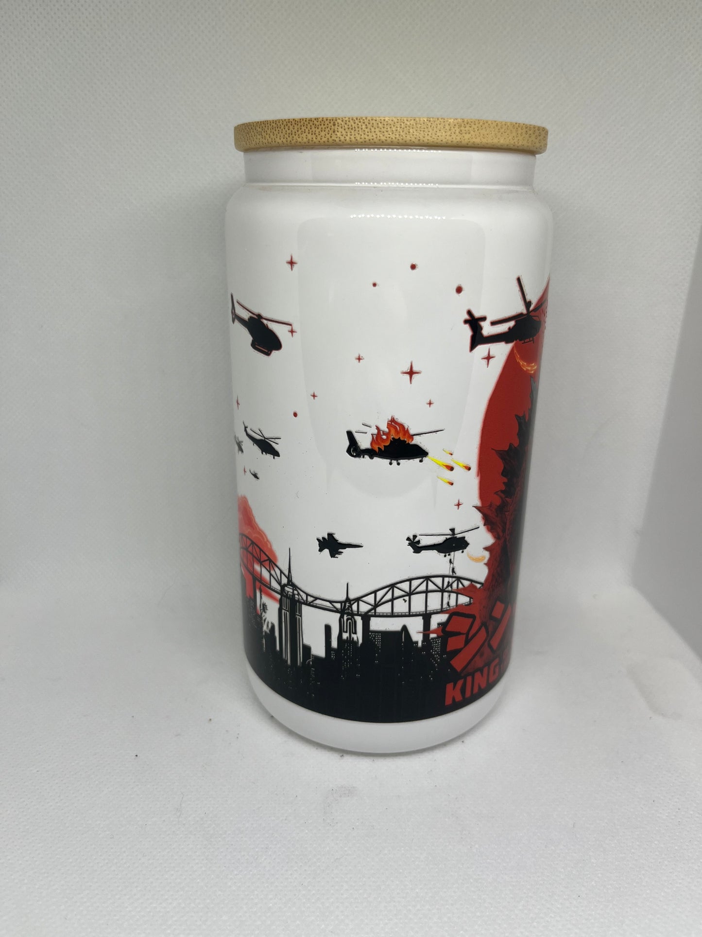 Godzilla King of the Monsters White Glass Cup – 16 oz