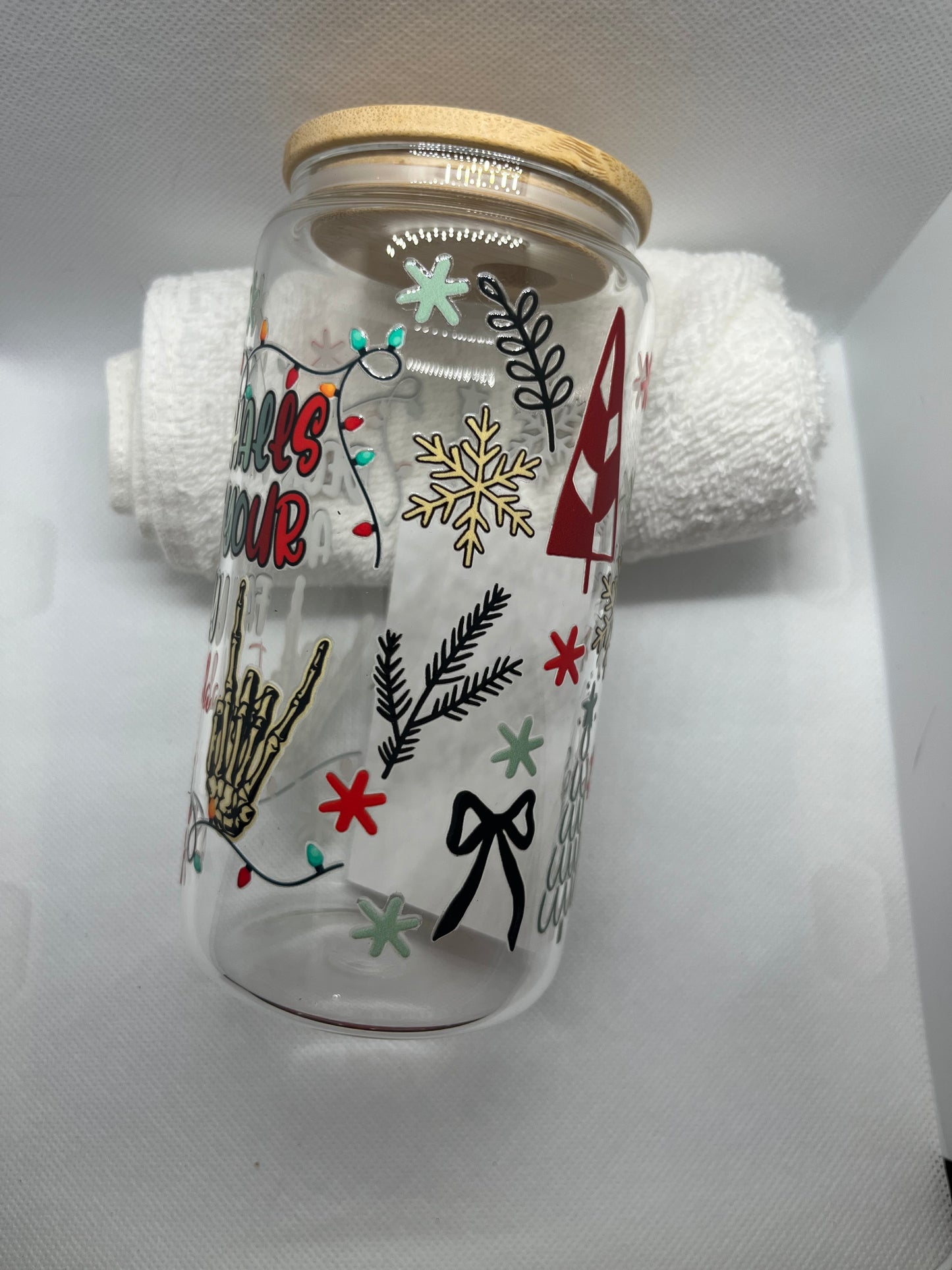 Deck The Halls And Not Your Family Glass Cup