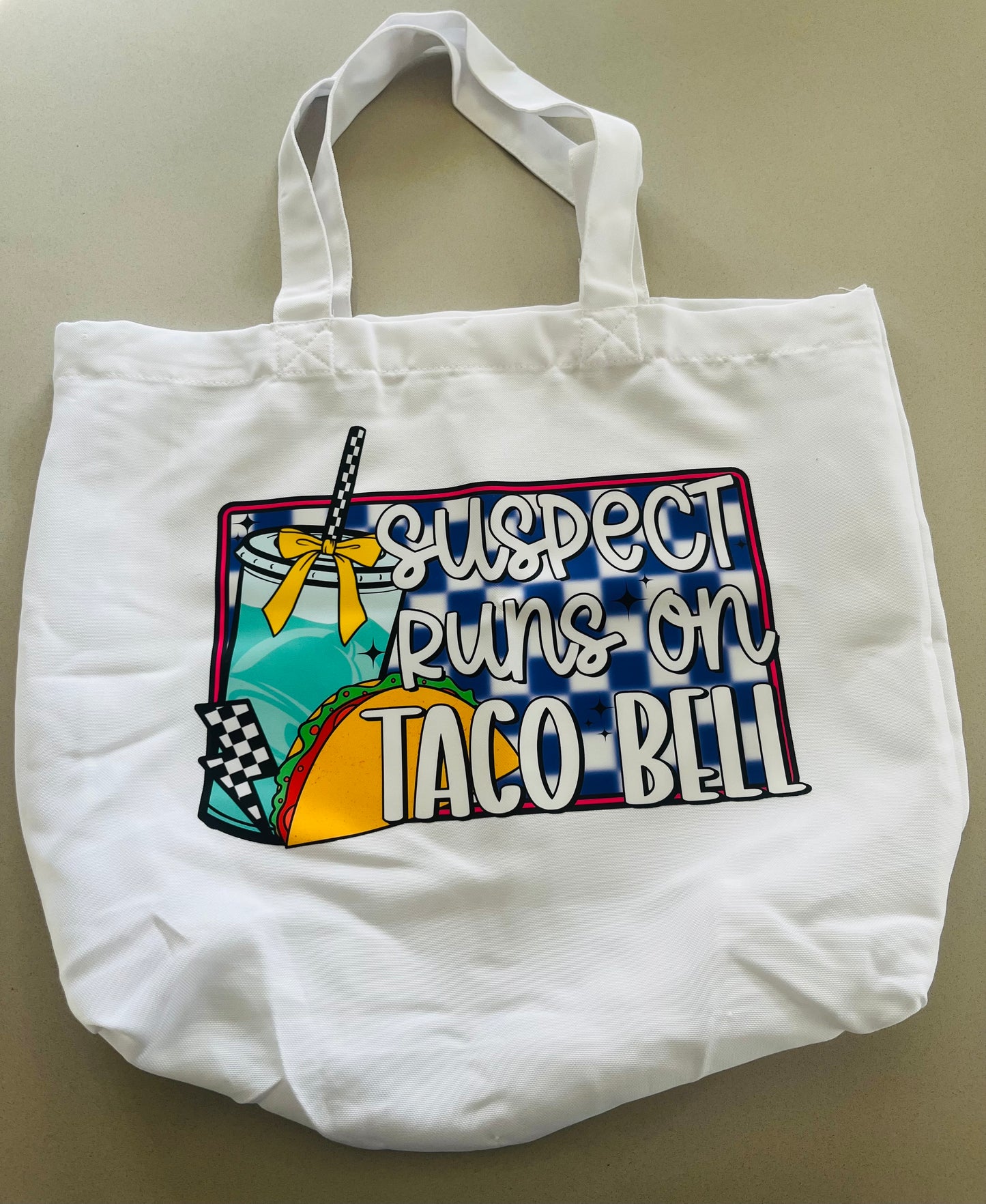 Suspect Runs on Taco Bell Tote Bag