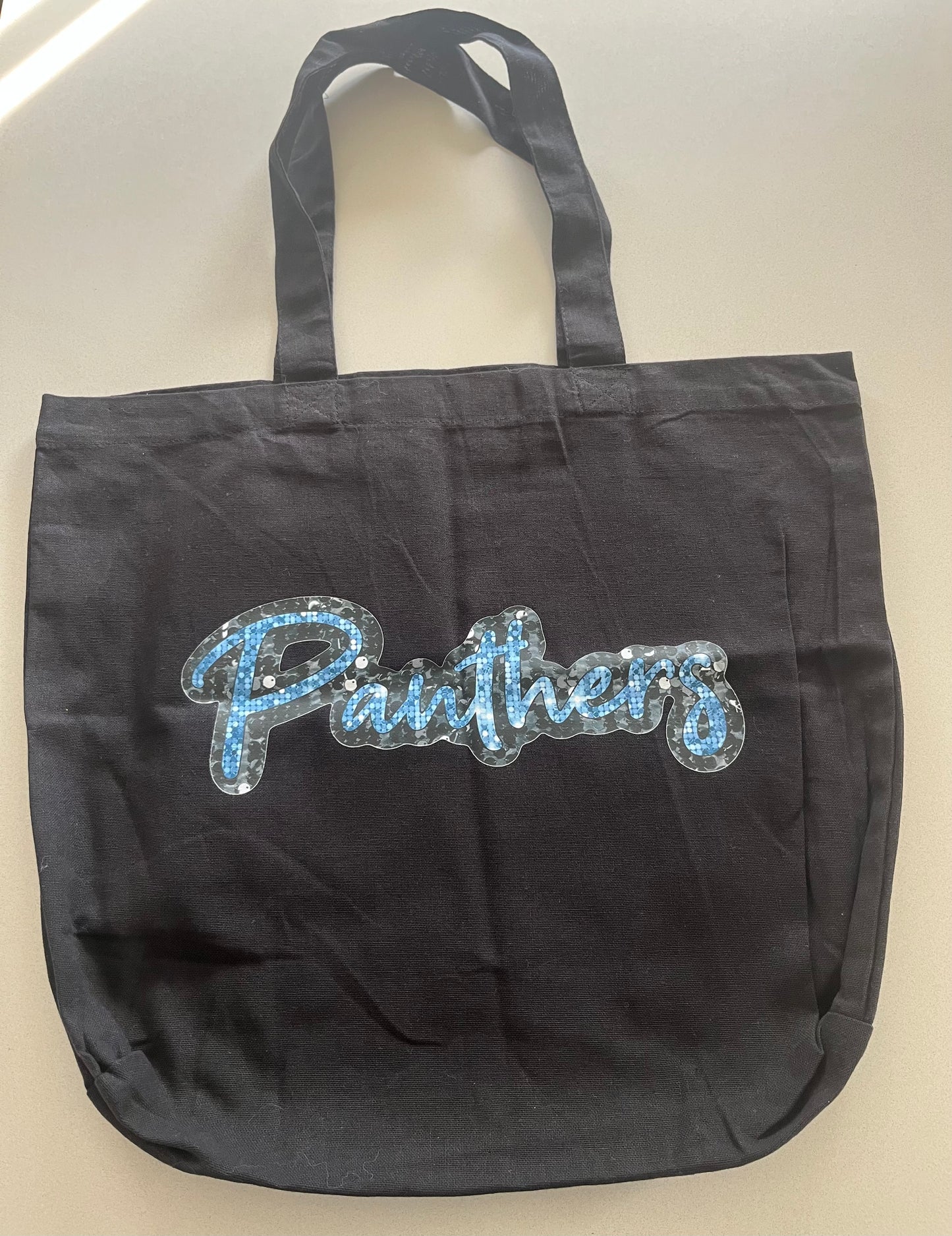 Panthers Rhinestone Bow Tote Bag