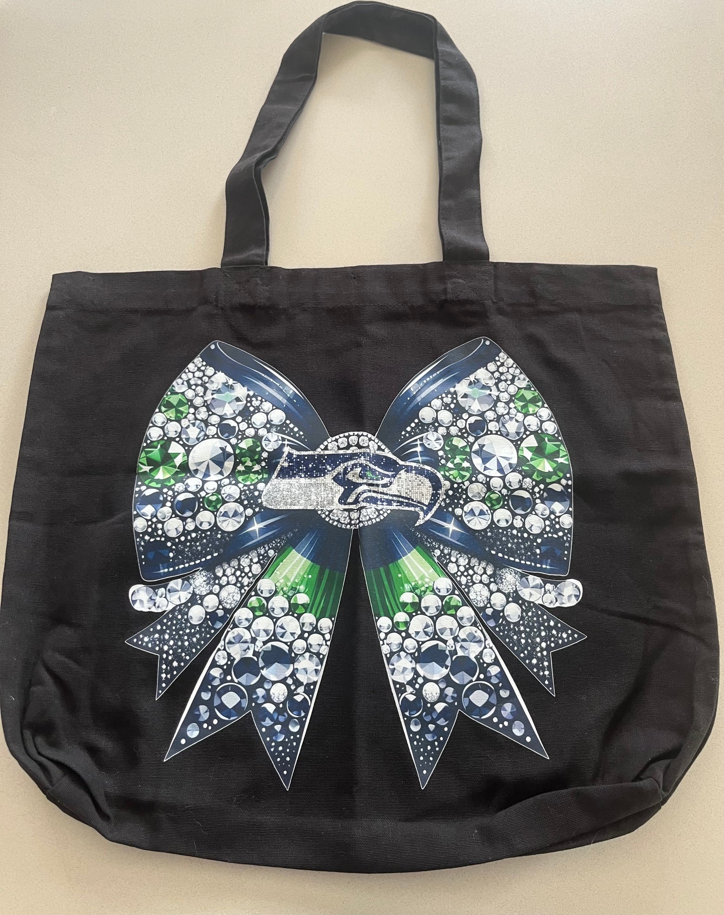 Seattle Seahawks Rhinestone Bow Tote Bag