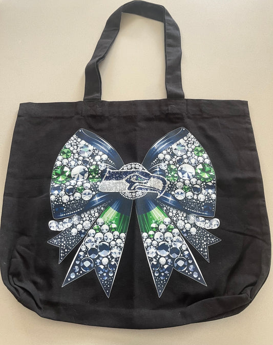 Seattle Seahawks Rhinestone Bow Tote Bag