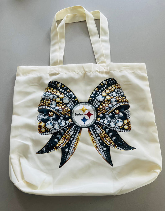 Steelers Rhinestone Bow Tote