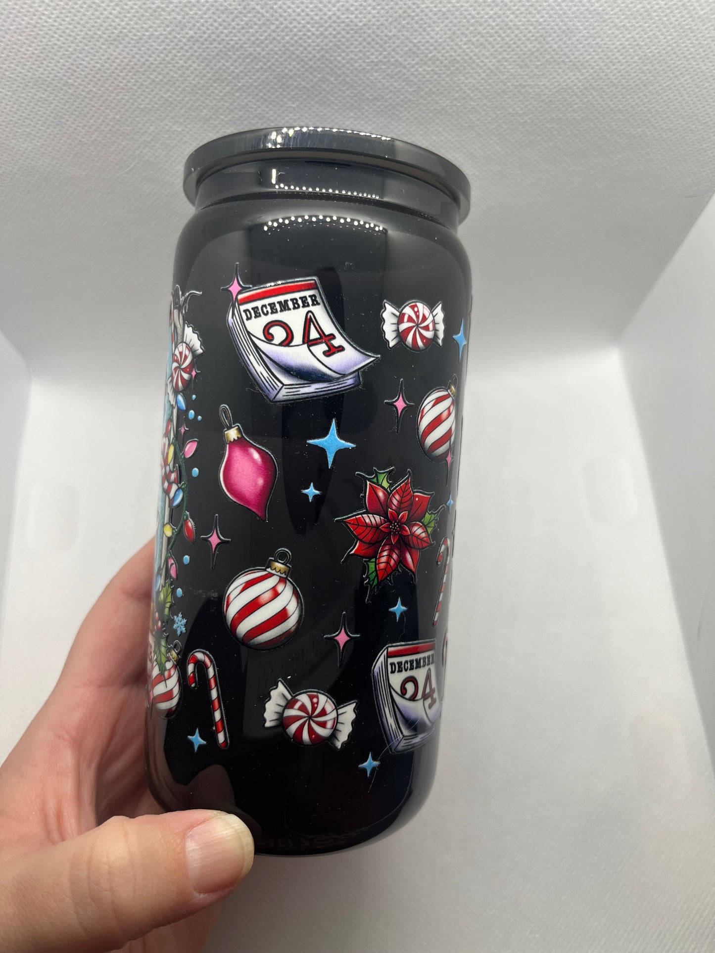 The Procrastinator Zombie Christmas Black Glass Tumbler