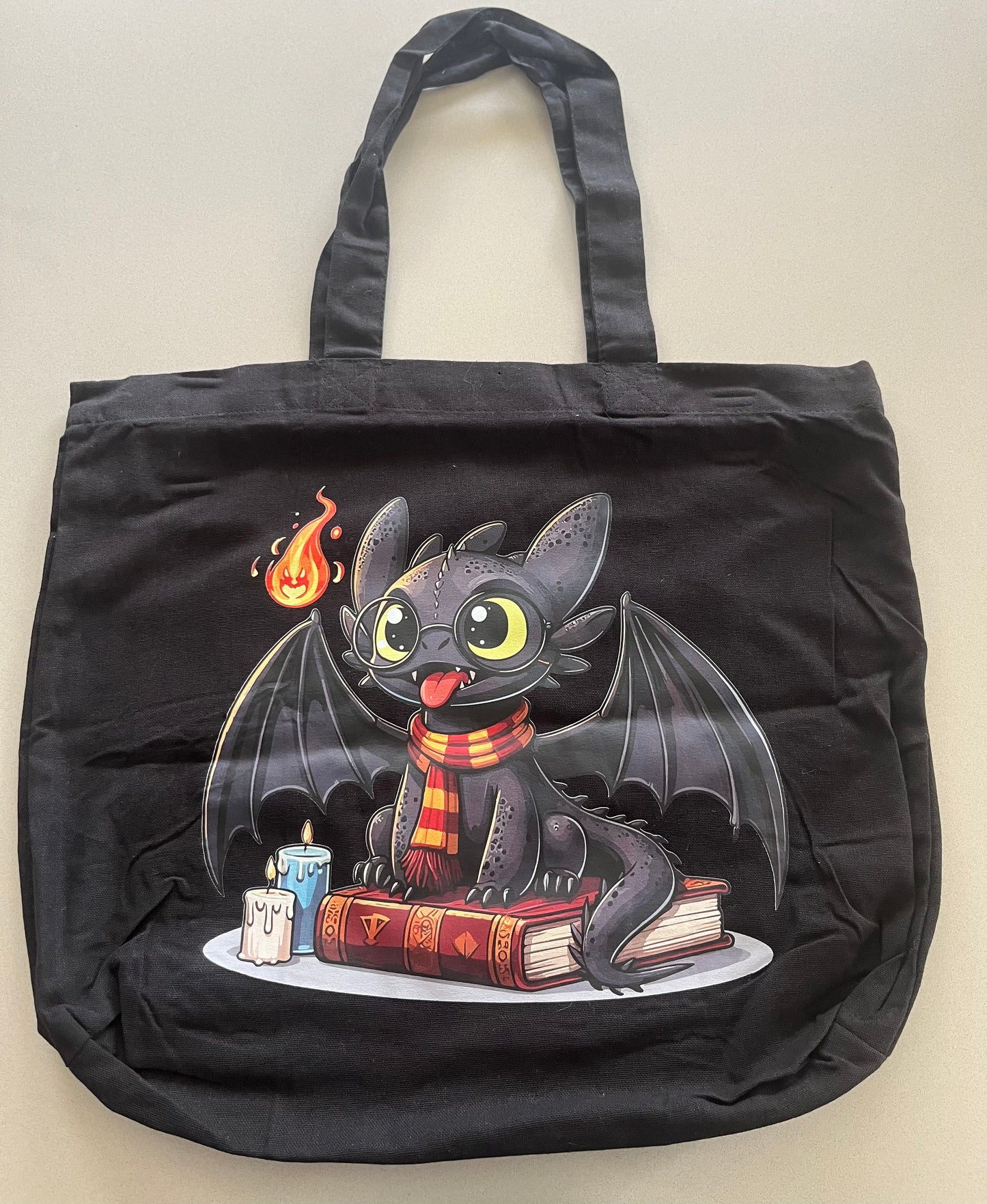 Cute Dragon Book Tote Bag – Magical Reader Fantasy Design