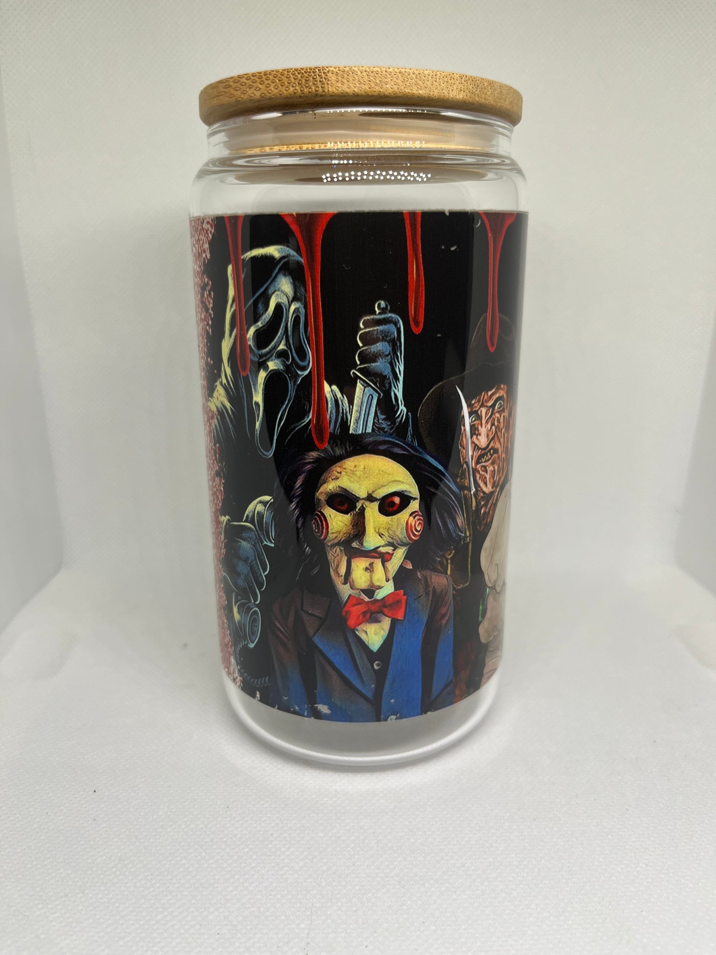 Horror Icons Glass Can Tumbler | Bamboo Lid