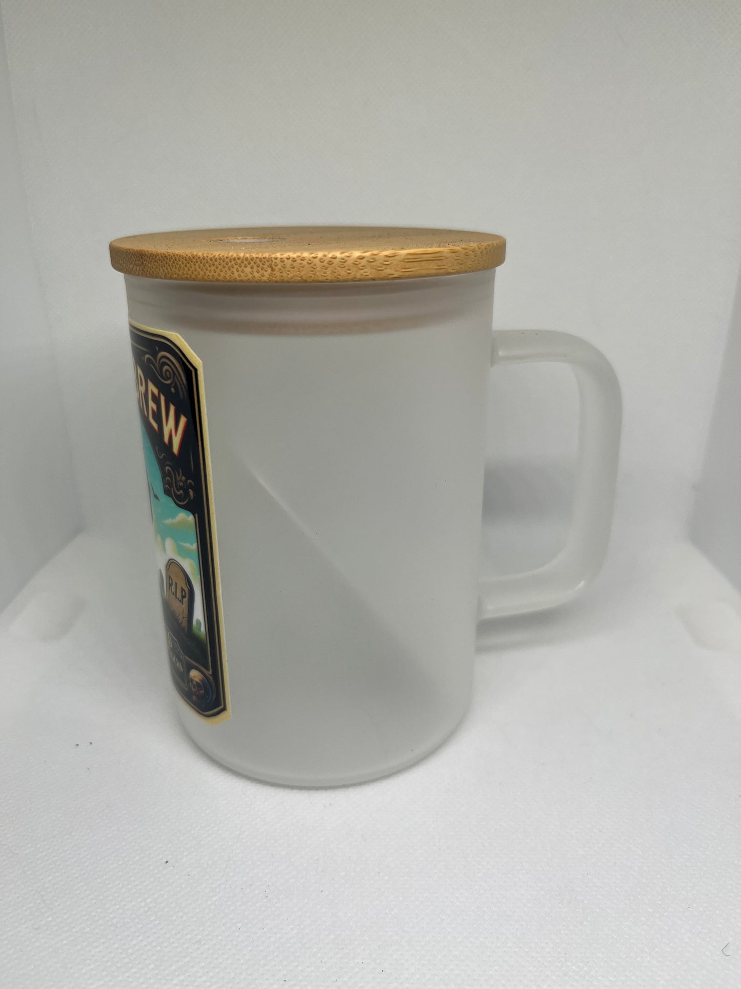 Zombie Brew Frosted Glass Mug with Bamboo Lid