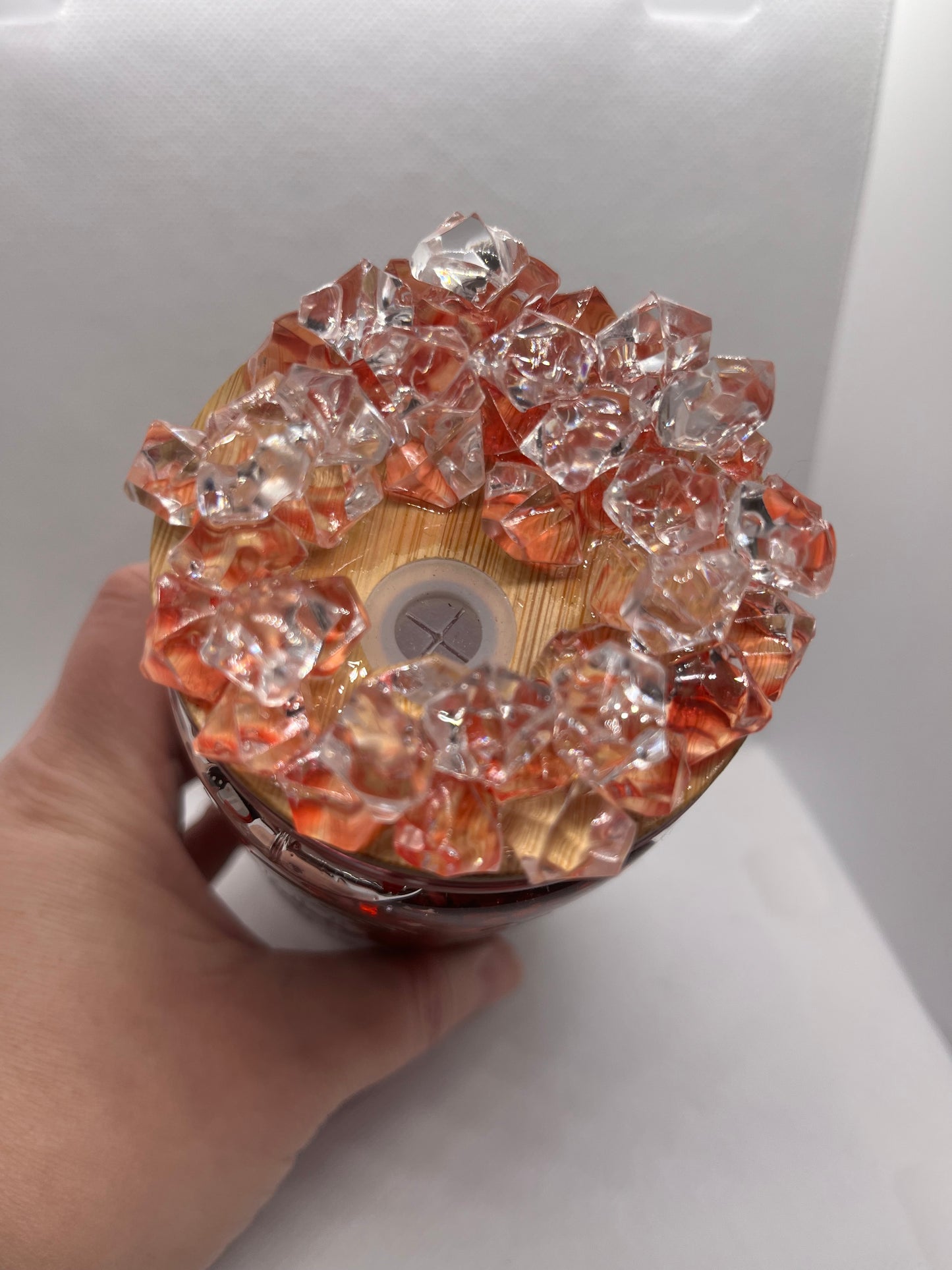 Goth Rose Snowglobe Tumbler – 16 oz Red Glitter plastic Cup