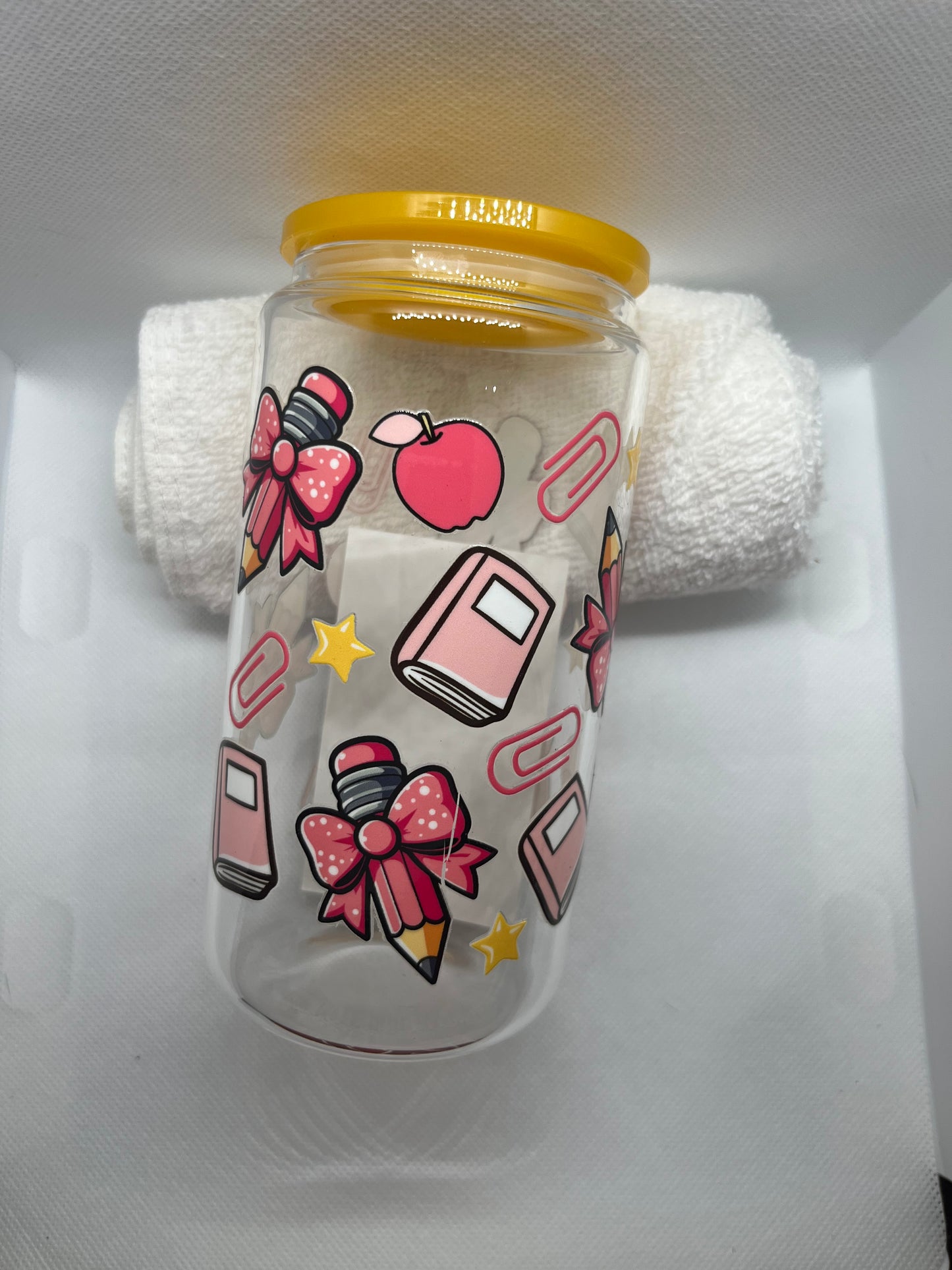 Teacher Aesthetic 16 oz Glass Cup | Cute School Theme Tumbler
