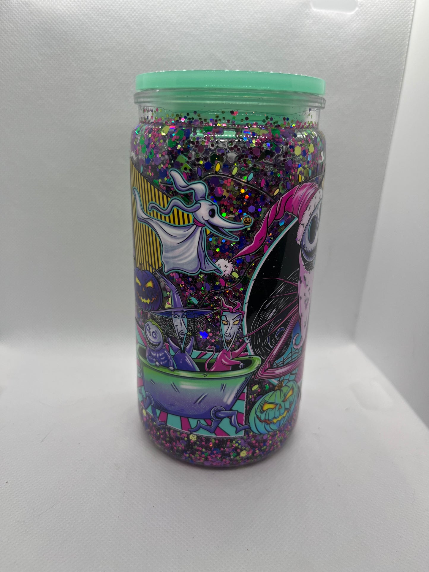 Spooky Cute Holiday Glitter Snow Globe Tumbler – 16 oz