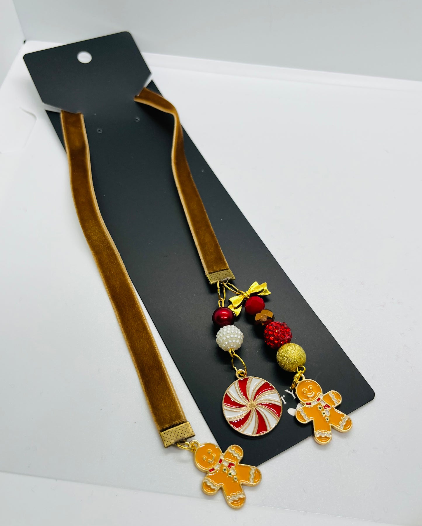 Gingerbread/ peppermint Holiday Ribbon Bookmark