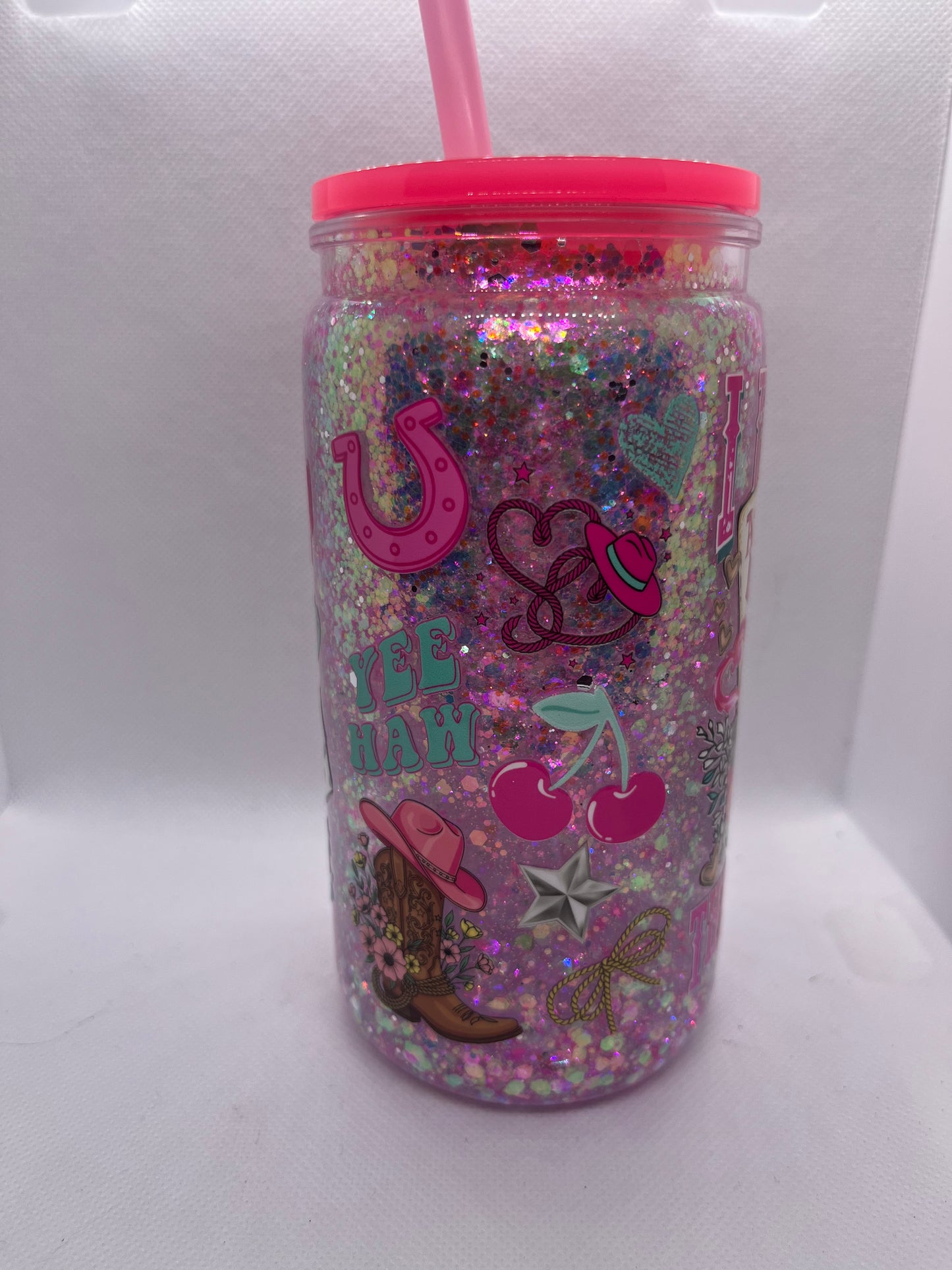 Pink Western “Heard Ya Liked the Wild Ones” 16 oz Snowglobe Cup