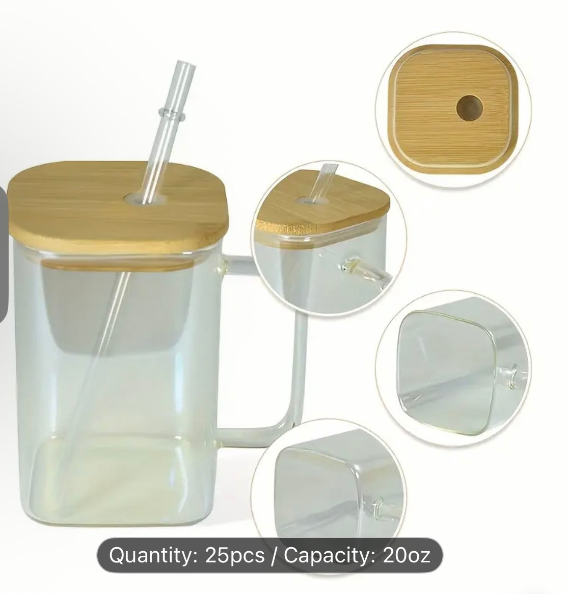 20 oz Square Glass cup