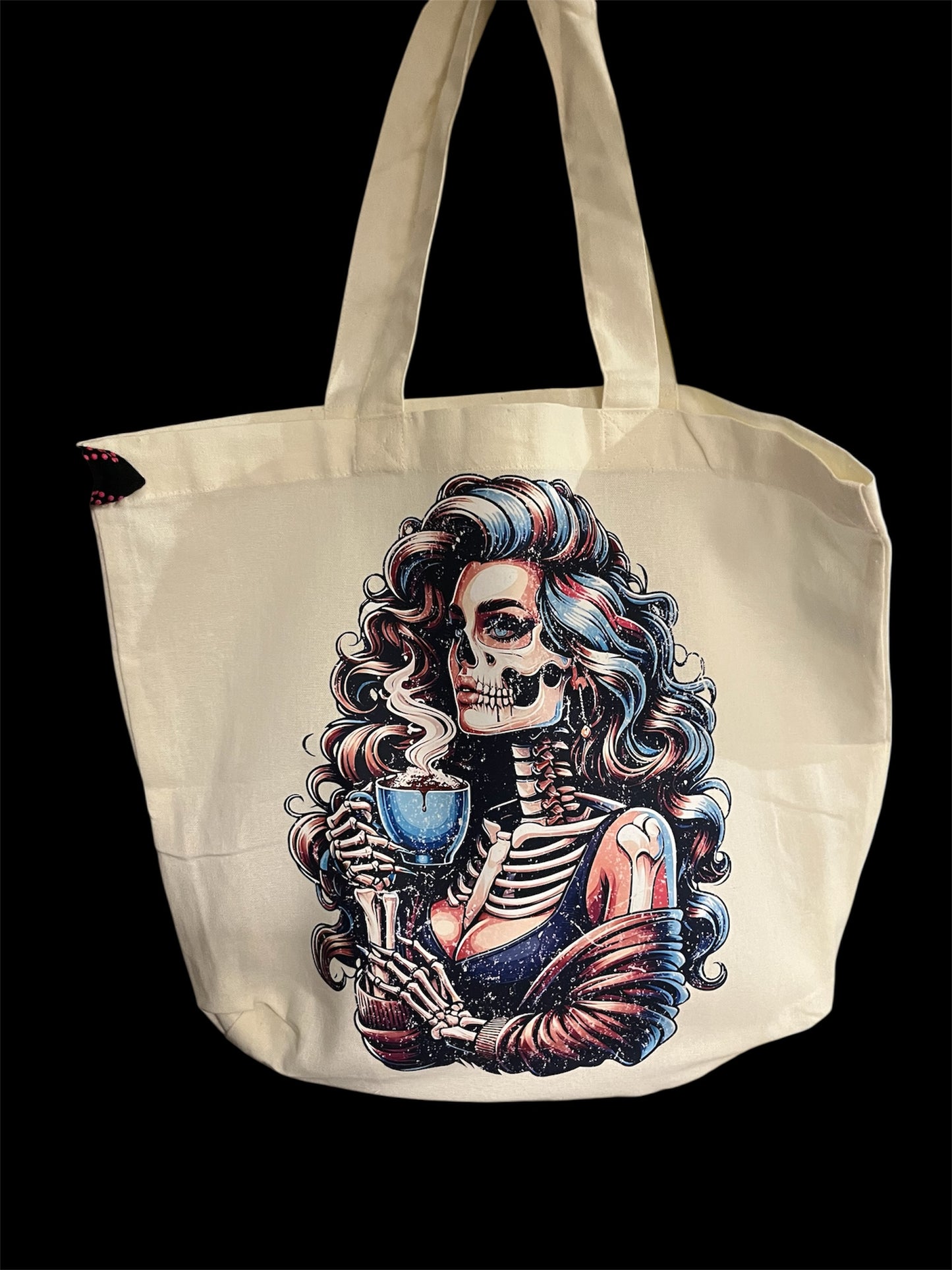 Mombie Tote Bag | Skeleton Coffee Mom Canvas Tote