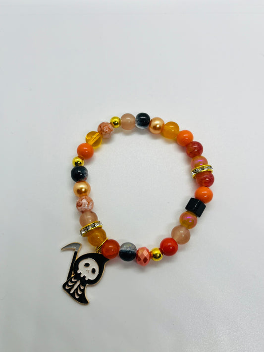 Halloween Grim Reaper Charm Stretch Bracelet
