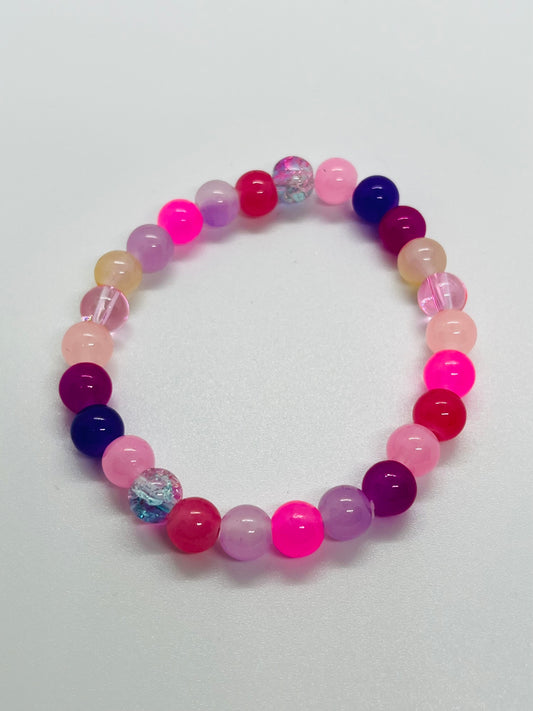 Pink & Purple Beaded Stretch Bracelet