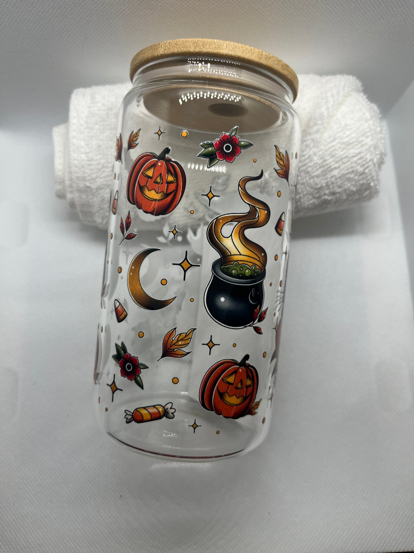 Brews & Tattoos Witch Glass Can Cup – 16oz Halloween Aesthetic