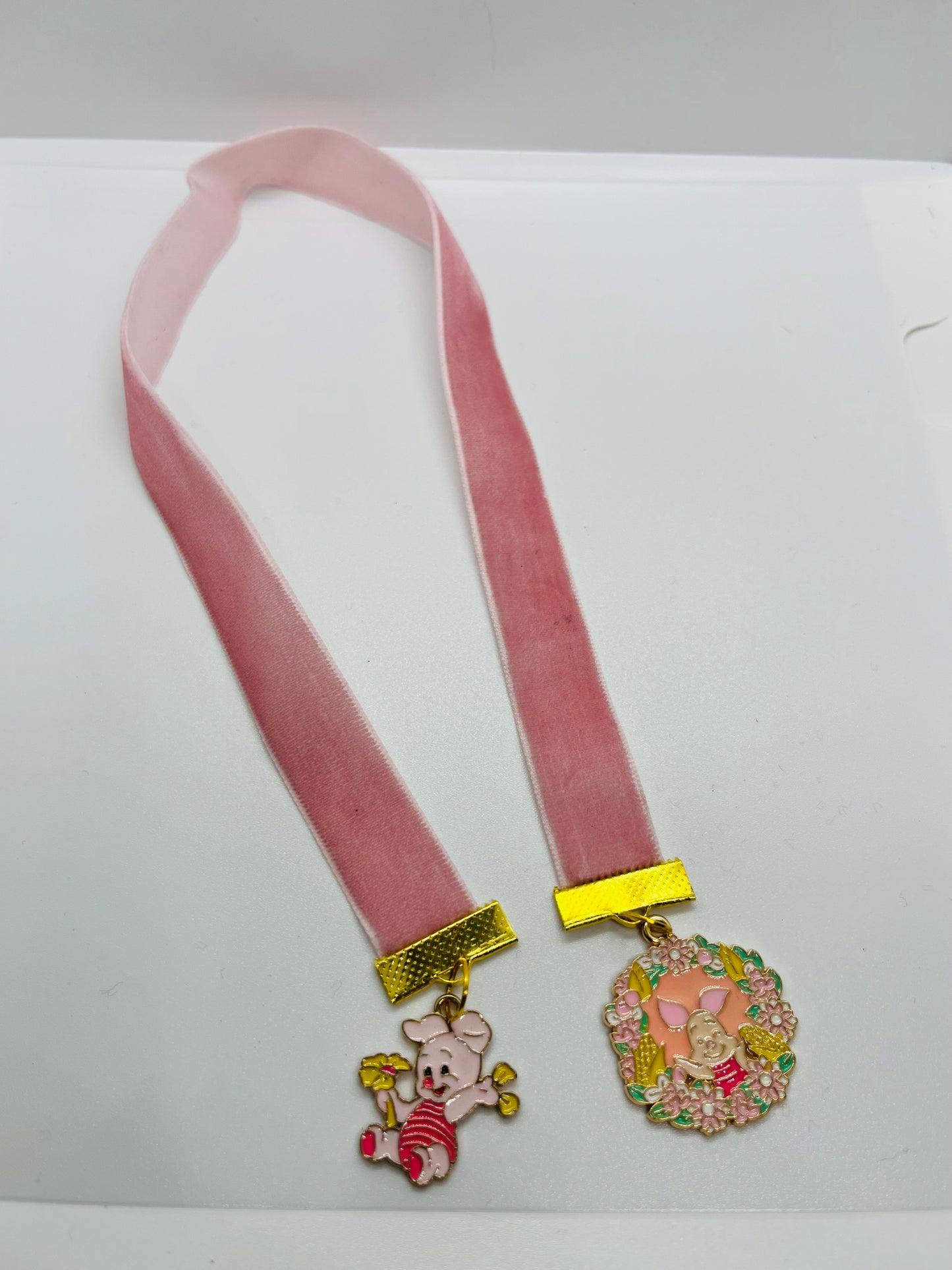Pink Velvet piglet Storybook Ribbon Bookmark