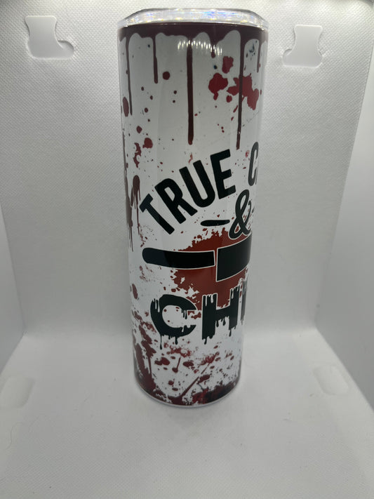 True Crime & Chill – 20 oz Horror-Themed Skinny Tumbler