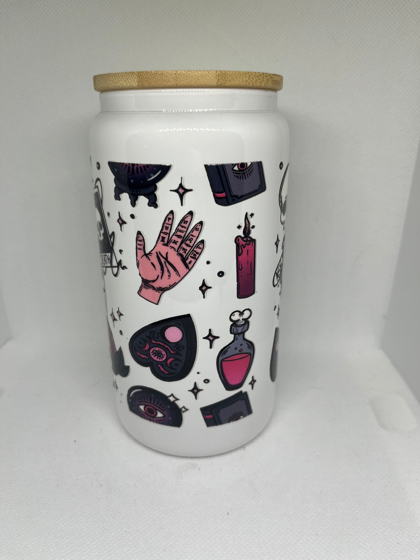 Spooky Witch Era White Glass Cup – 16 oz