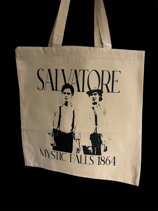 Salvatore Mystic Falls 1864 Canvas Tote Bag | Vintage Gothic Aesthetic Tote