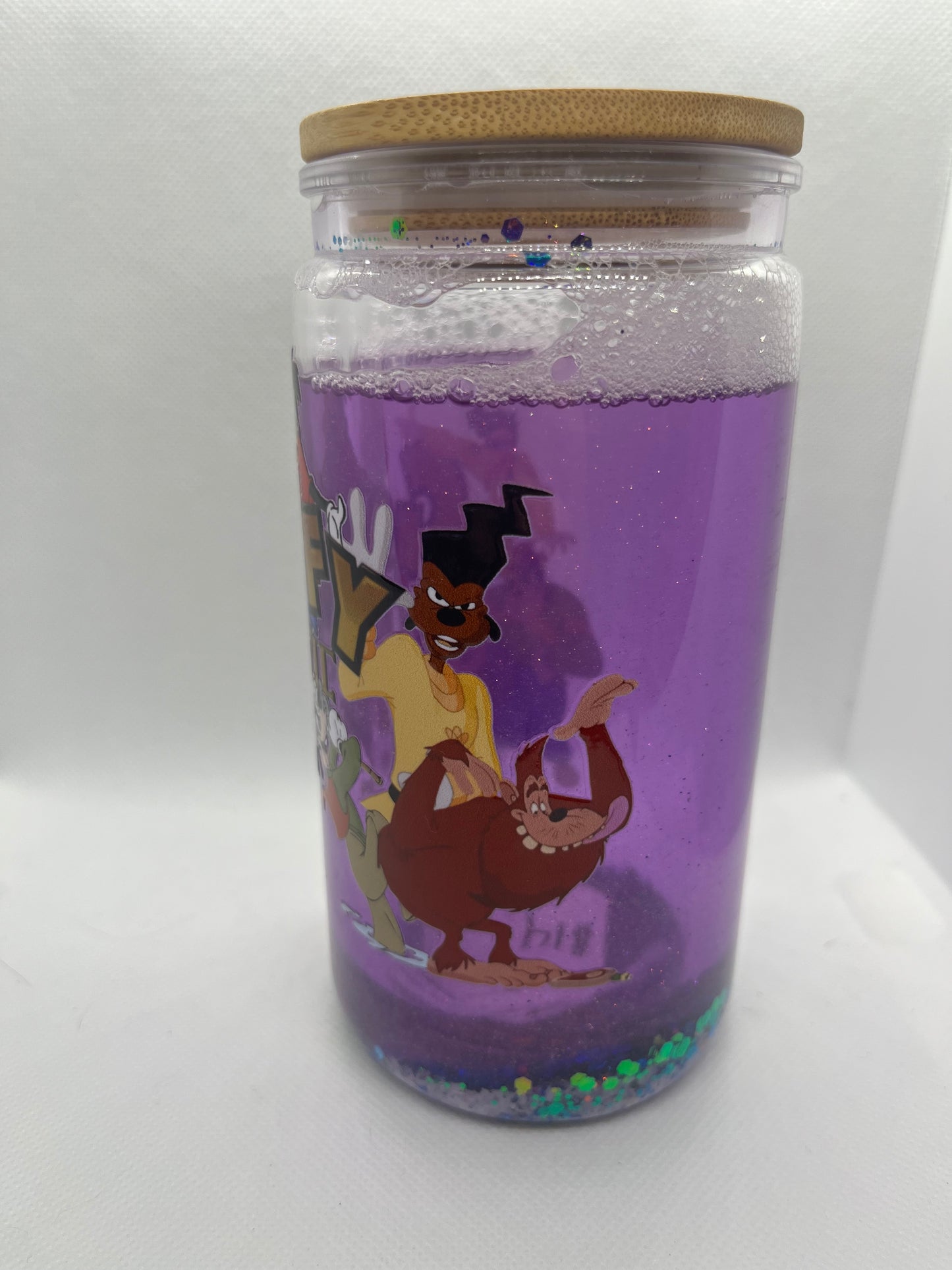 90s Cartoon Crew Glitter Plastic Tumbler – 16 oz