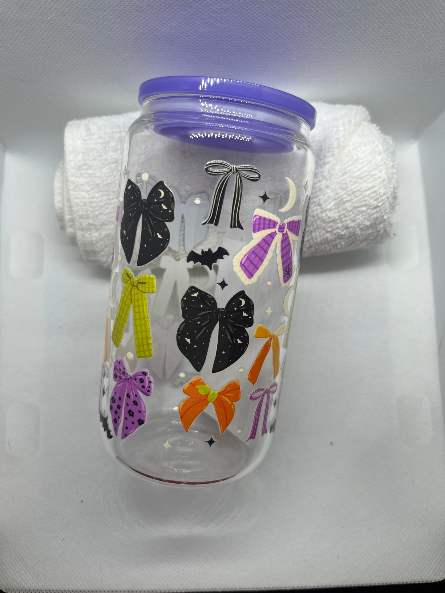 Spooky Bow Glass Cup | Cute Halloween Aesthetic