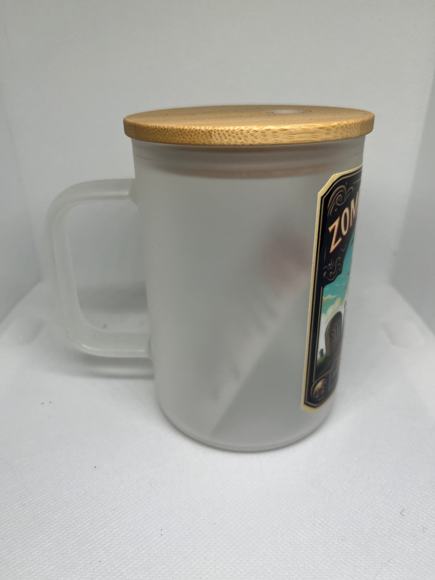Zombie Brew Frosted Glass Mug with Bamboo Lid