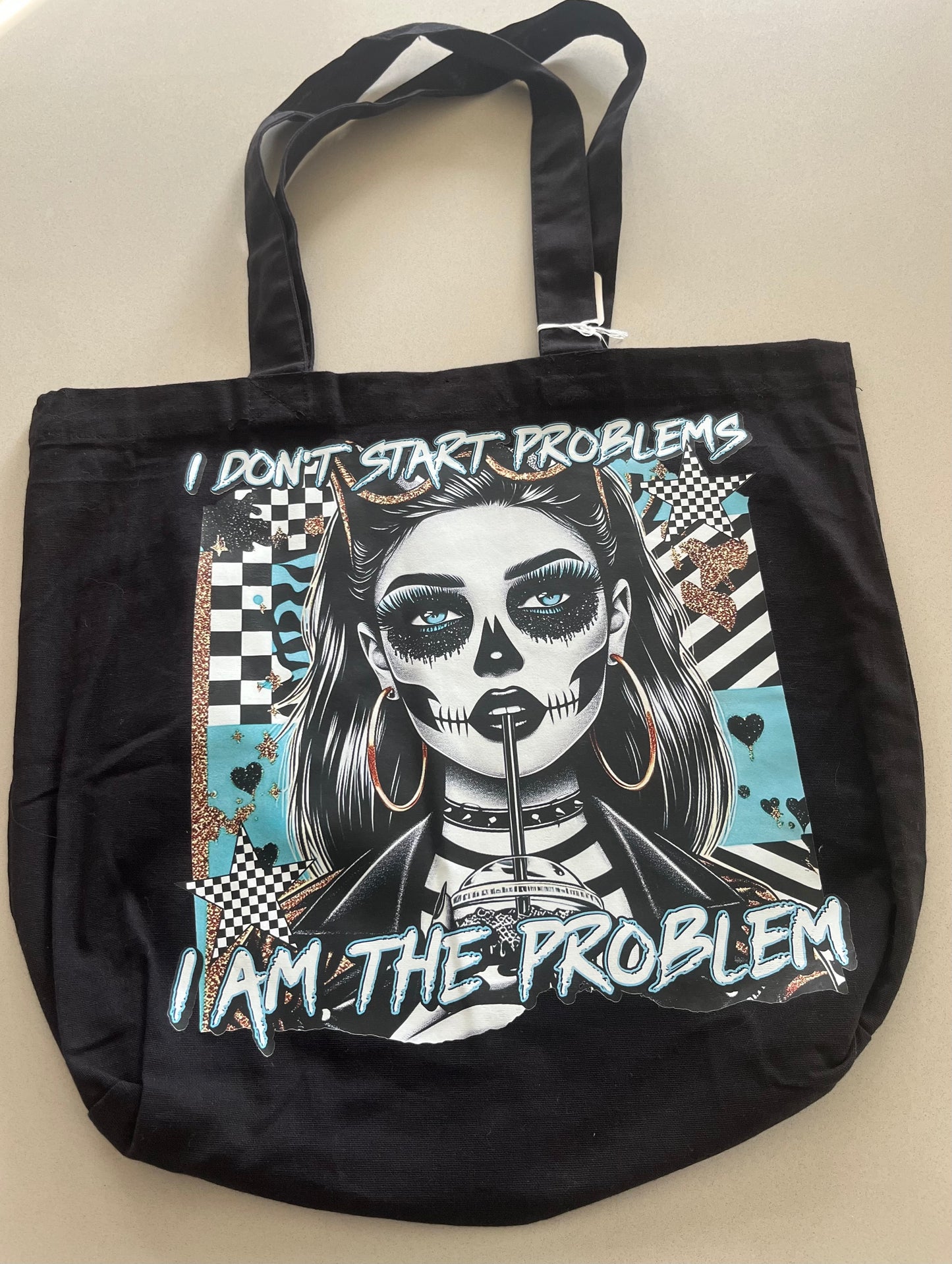 “I Am the Problem” Skull Girl Tote Bag