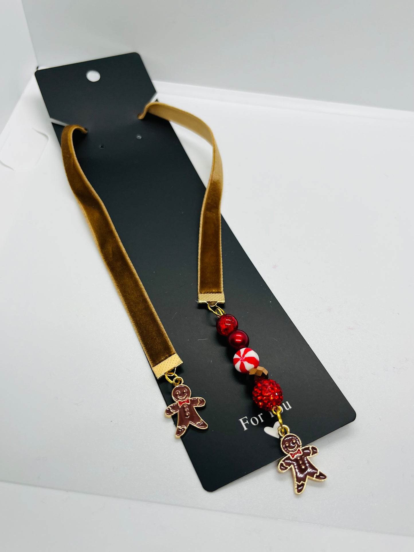Red bow tie Gingerbread Holiday Ribbon Bookmark