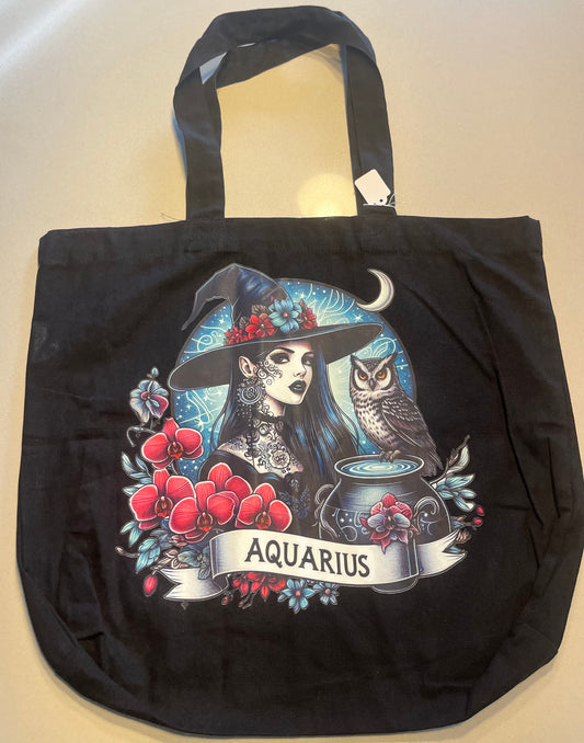 Aquarius Witch Zodiac Tote Bag